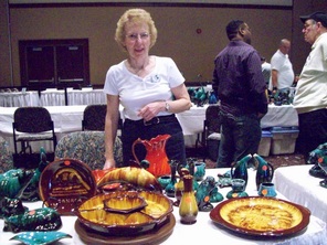 Setting up Tables at the 2010 Blue Mountain Pottery Collectors Club